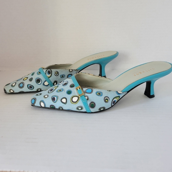 Villager Liz Claiborne Teal Blue Mules size 6M - Picture 1 of 6